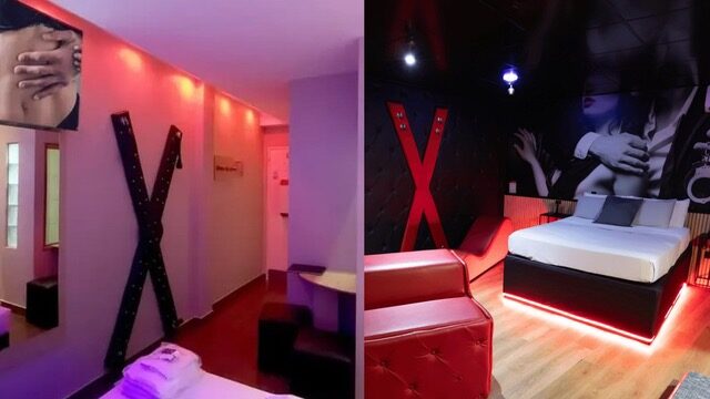 Cruz de San Andrés y otros juguetes sexuales en habitaciones de motel