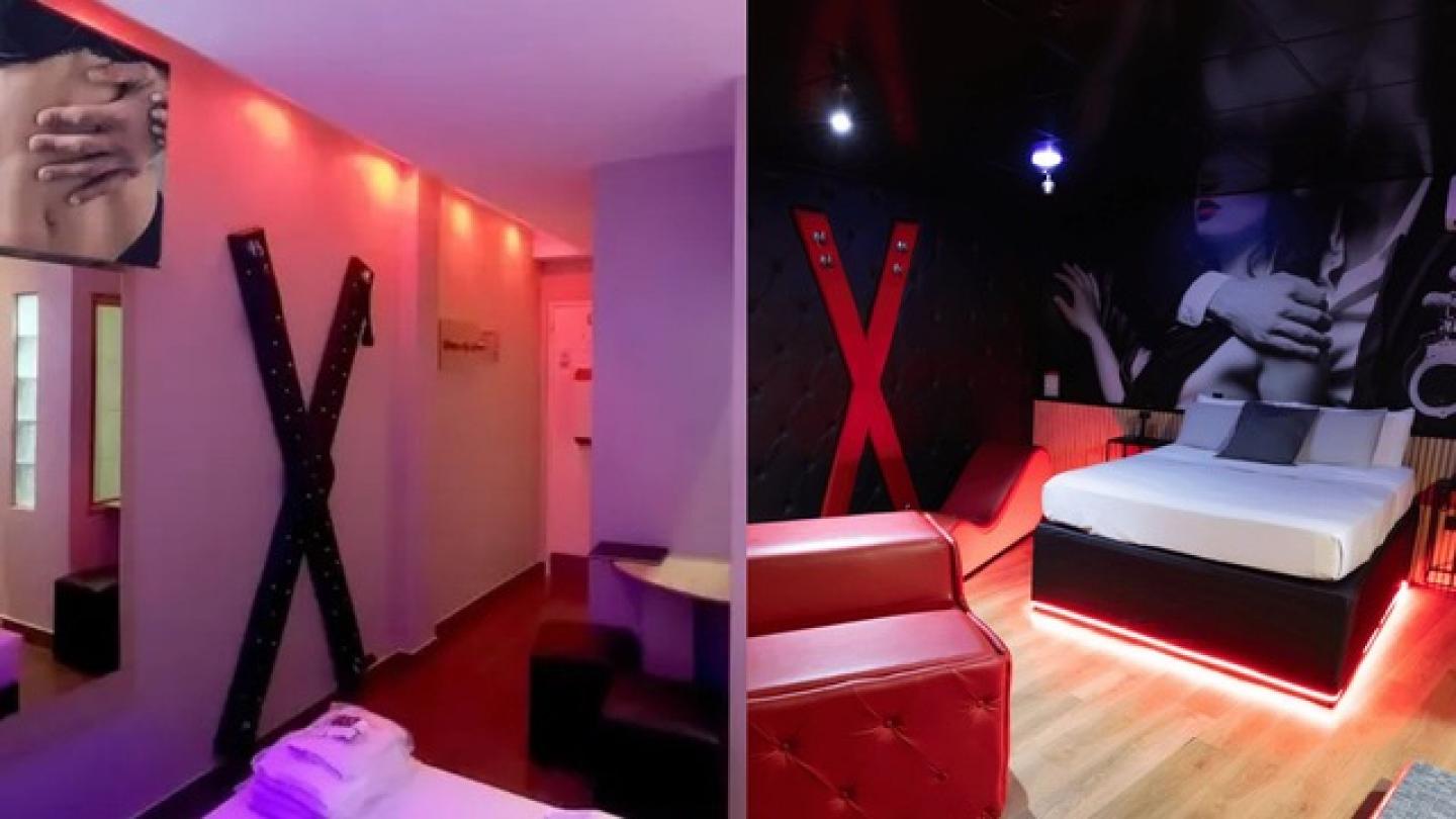 Cruz de San Andrés y otros juguetes sexuales en habitaciones de motel